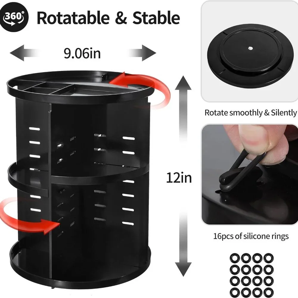 360 Rotating Makeup Organizer,DIY Adjustable Spinning Holder